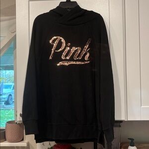 VS Pink Sweater Sparkle Hoody Hoodie Sweatshirt Sweater Pullover Black Cozy